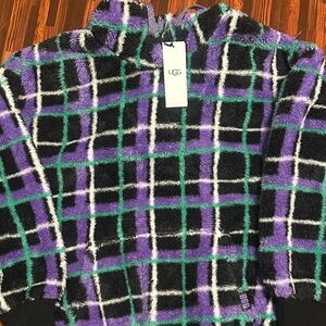 UGG Black and Purple Plaid Fleece Pullover